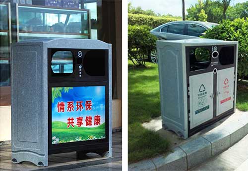  欣方圳仿大理石垃圾桶廠家為清遠(yuǎn)高校送貨上門(mén)。